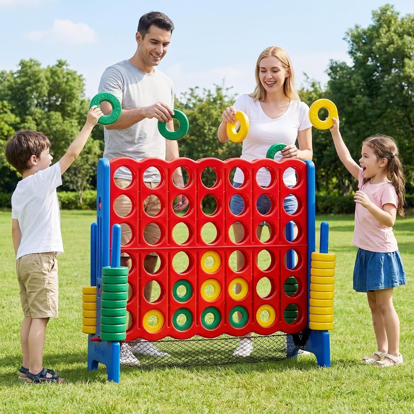 Giant 4-in-a-Row Game Set, Jumbo 4-to-Score for Kids and Adults