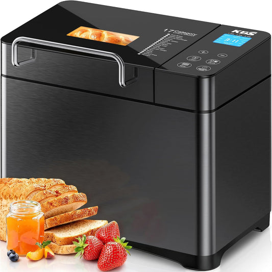 2LB Bread Maker Dual Heaters, 17-in-1 Stainless Steel Bread Machine