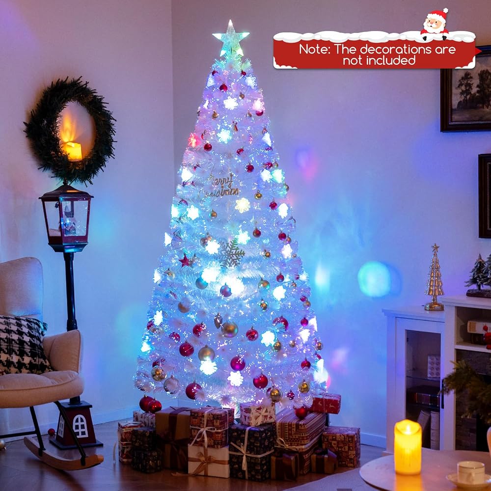 7ft White Fiber Optic Artificial Christmas Tree