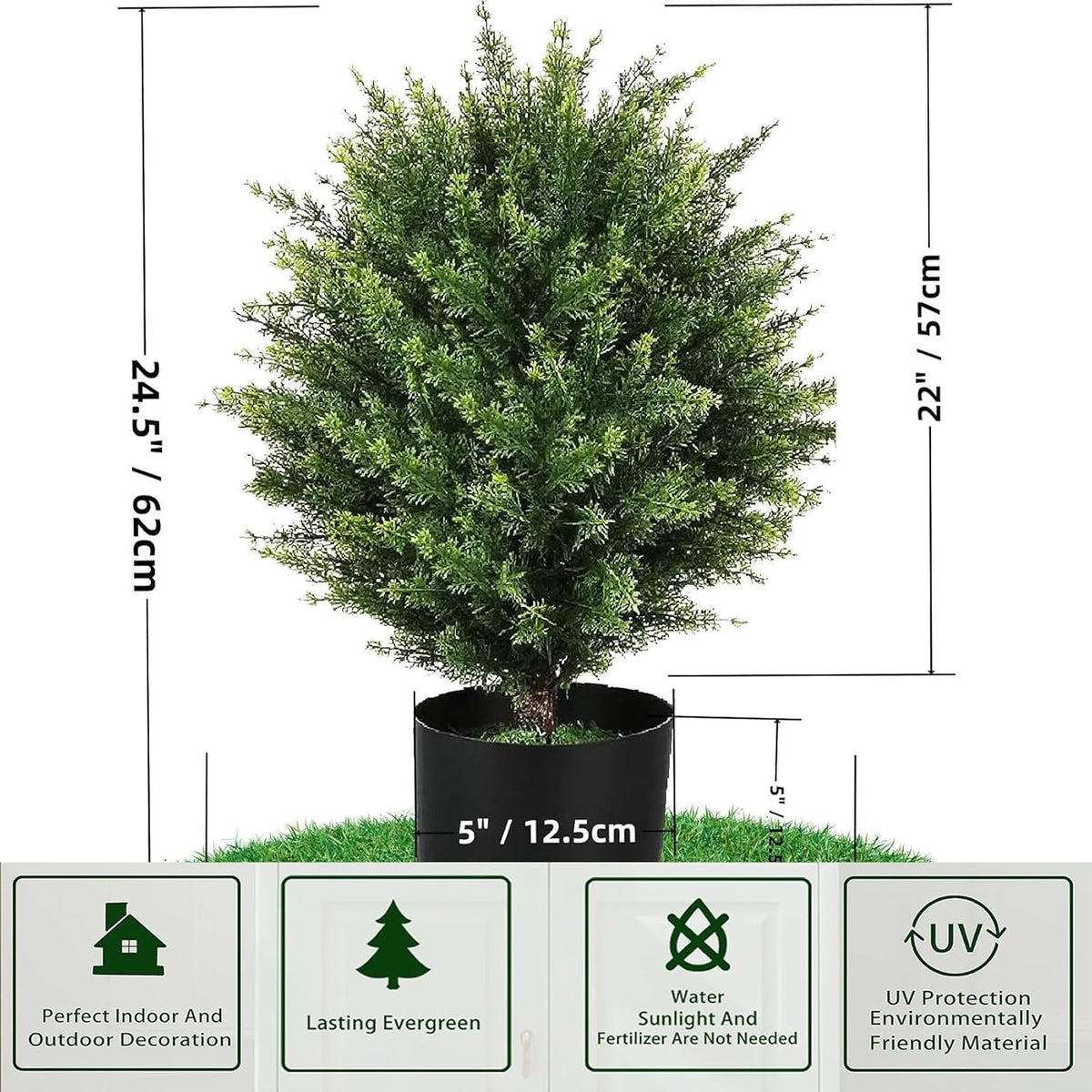Artificial Cedar Topiary Trees - 24" Tall 17" Wide Set of 2