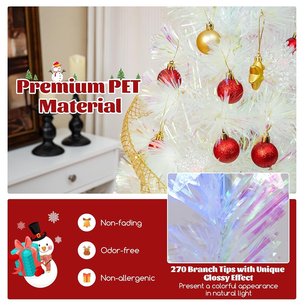 7ft White Fiber Optic Artificial Christmas Tree