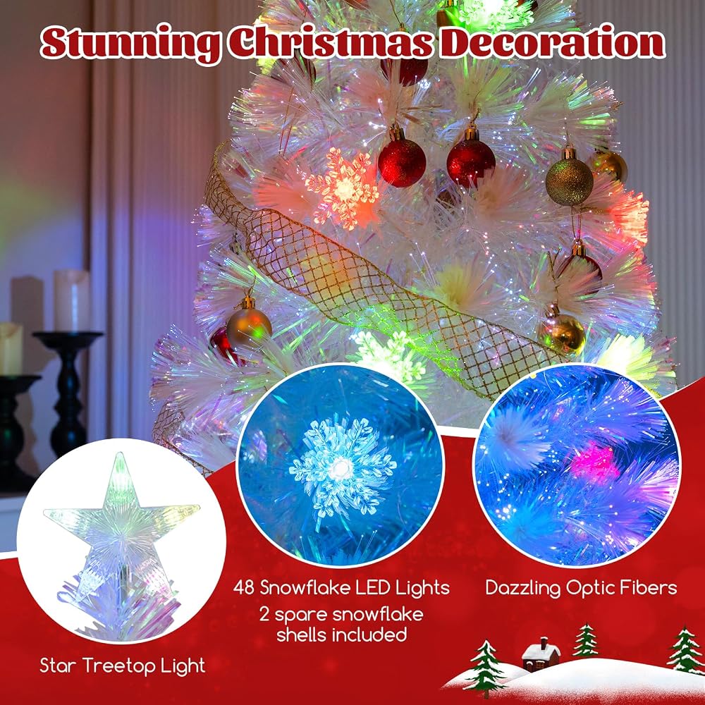 7ft White Fiber Optic Artificial Christmas Tree