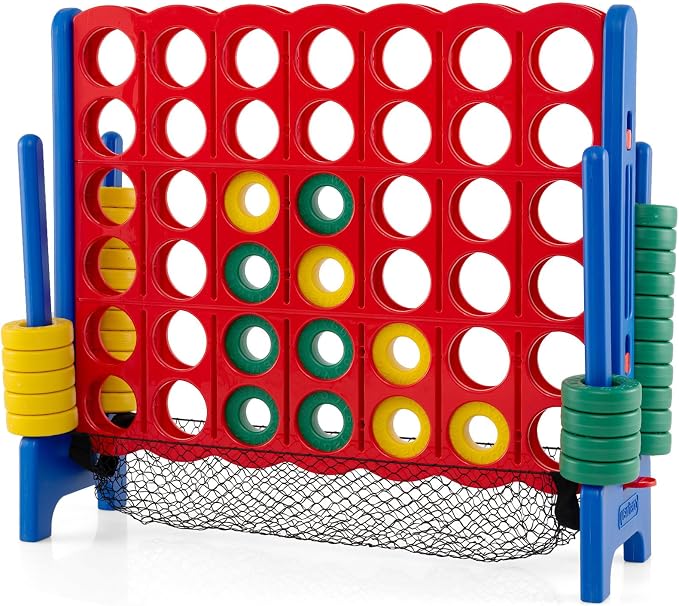 Giant 4-in-a-Row Game Set, Jumbo 4-to-Score for Kids and Adults
