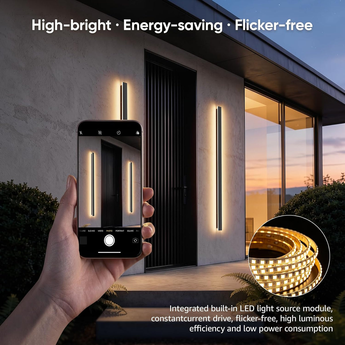 2 Pack 56.3In Long Outdoor Wall Lights, Black Exterior Porch Light Fixtures
