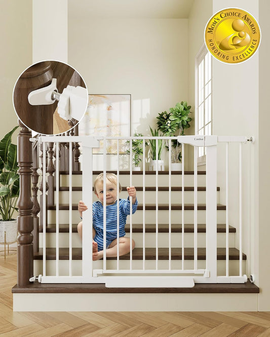 30-46" Baby Gate for Stairs, Auto Close Dog Gate for Doorways White