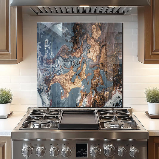 DAIFURONGE Tempered Glass Backsplash For Kitchen Behind Stove,Marbling (30"x30") Daifuronge