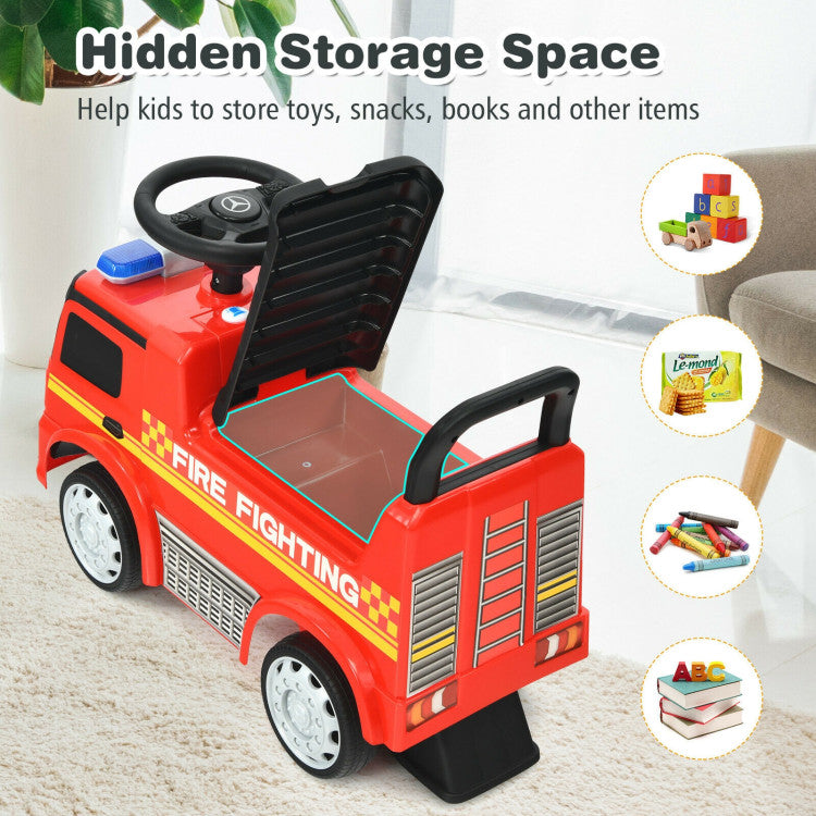 Costway Mercedes Ride On Fire Truck - Luxury Toddler Push Car