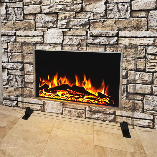 Premium Tempered Glass Fireplace Screen with Exclusive Beveled Edge | 29" H x 39" W Clearly Innovative