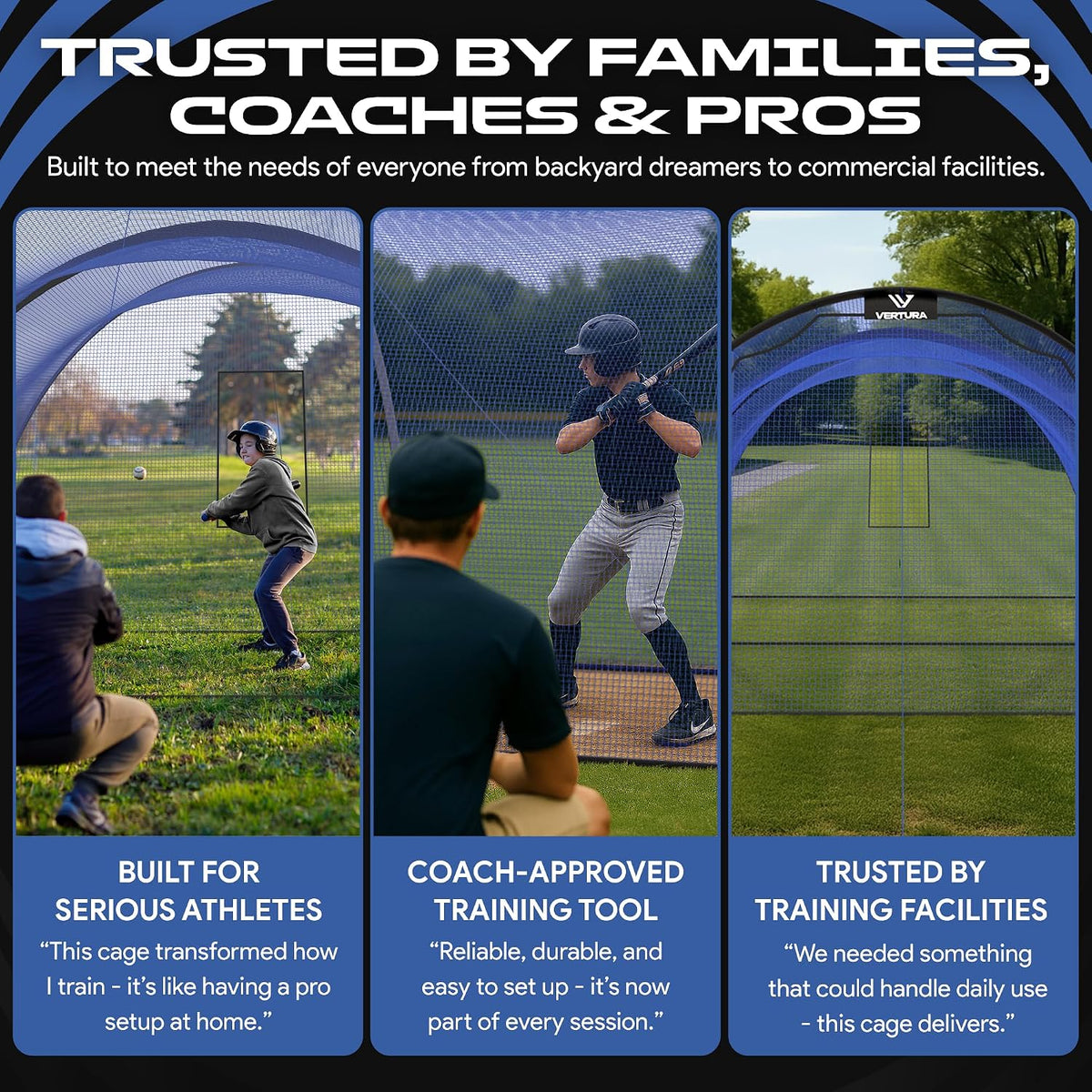 Portable Batting Cage 22ft x 12ft x 8ft Baseball & Softball Batting Cage