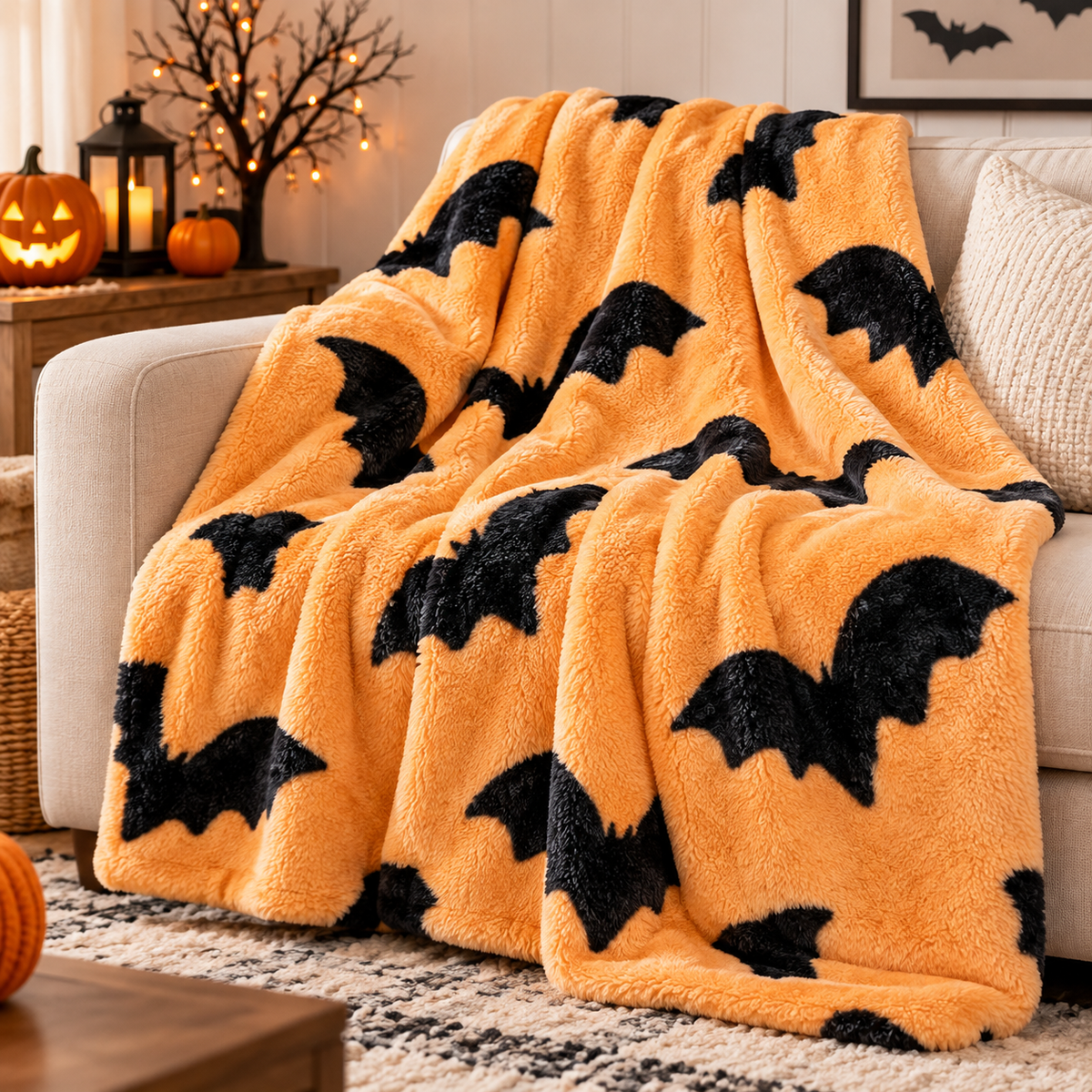 Halloween Bat Throw Blanket