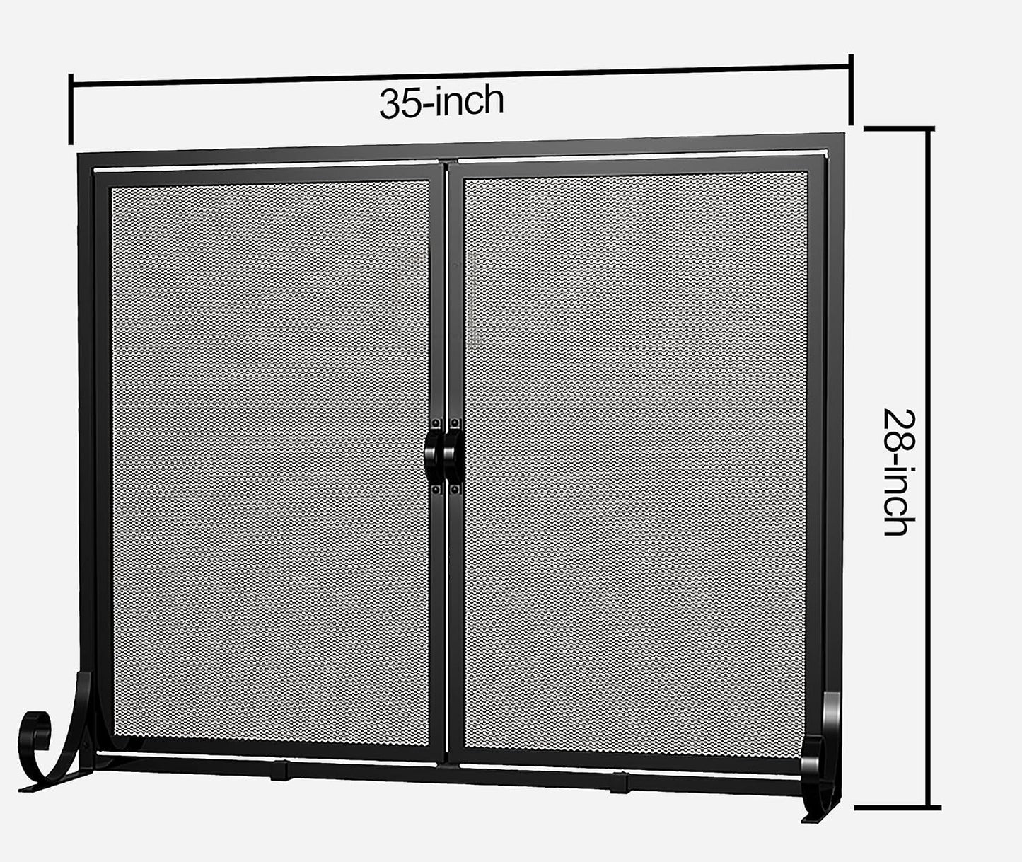 Fire Beauty Fireplace Screen with Hinged Doors, Powder Coated Steel Frame, Metal Mesh Fire Beauty