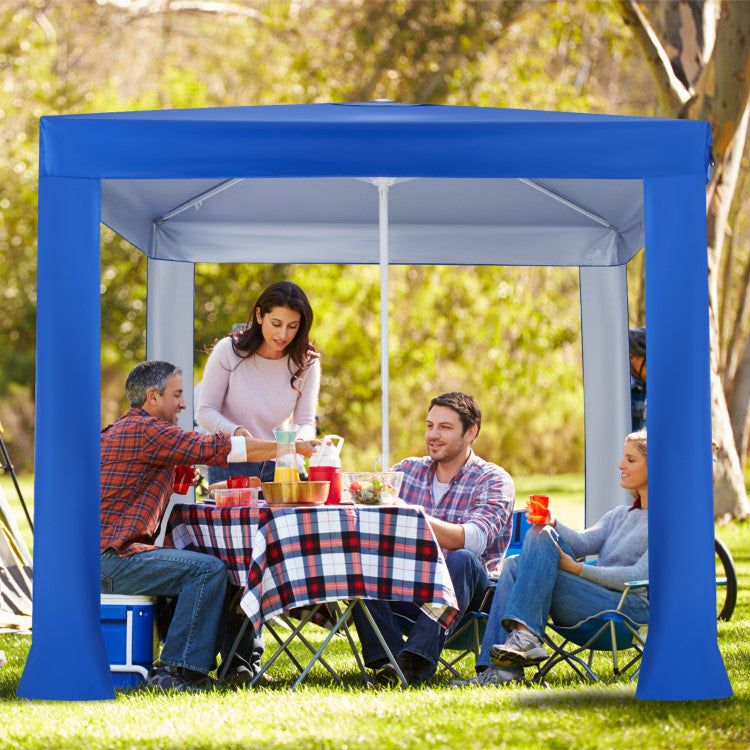 Beach Canopy Tent with Detachable Sidewall and Folding Table Costway