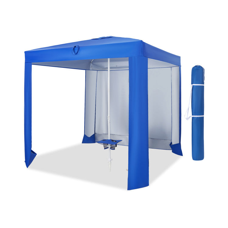 Beach Canopy Tent with Detachable Sidewall and Folding Table Costway