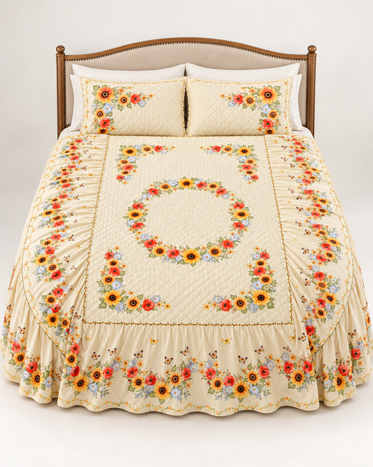 Harvest Floral Skirted Bedspread