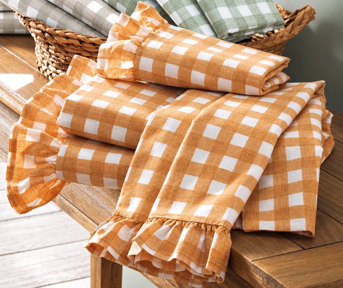 King - Ruffle Gingham Cotton Sheet Set