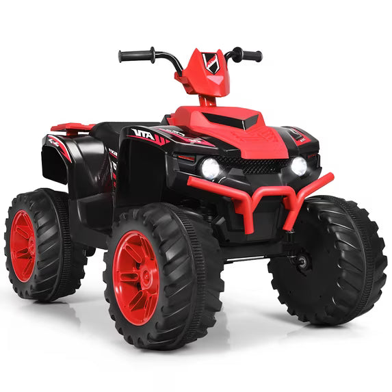 12V Kids 4-Wheeler ATV Quad Ride On Car w/ LED Lights Music USB Red
