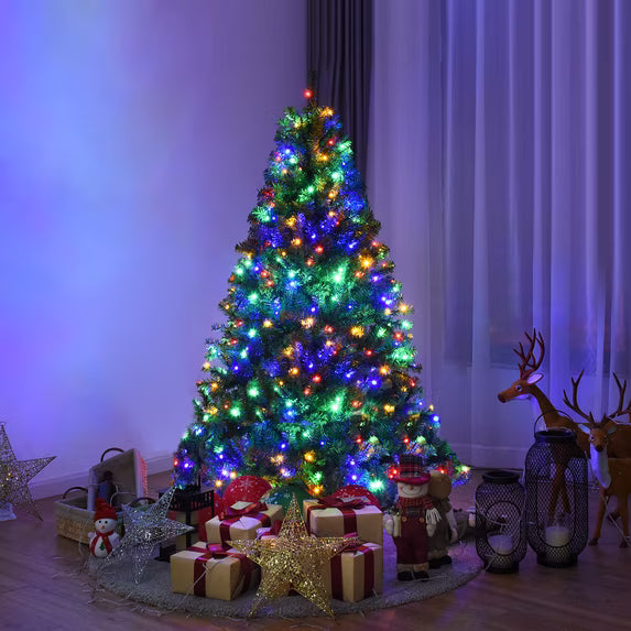 5Ft Pre-Lit Artificial Christmas Tree Hinged 150 LED Lights