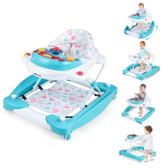 6 in 1 Baby Walker Adjustable Walker & Activity Center with Music 6-14 Months Green