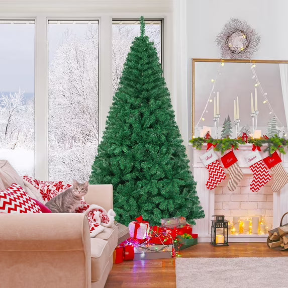7Ft Artificial PVC Christmas Tree Stand Indoor Outdoor Green