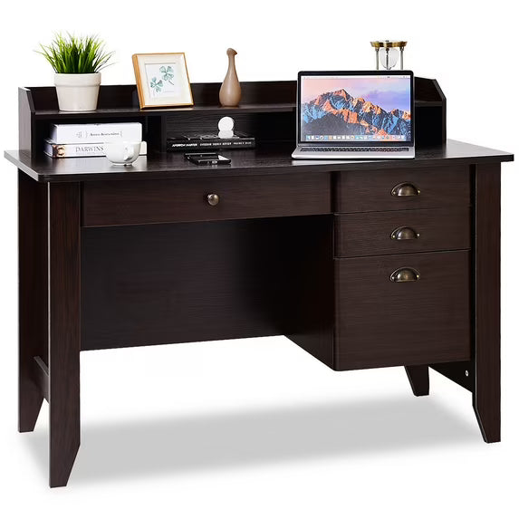 Costway Computer Desk PC Laptop Writing Table Workstation Student Study Furniture Brown Costway