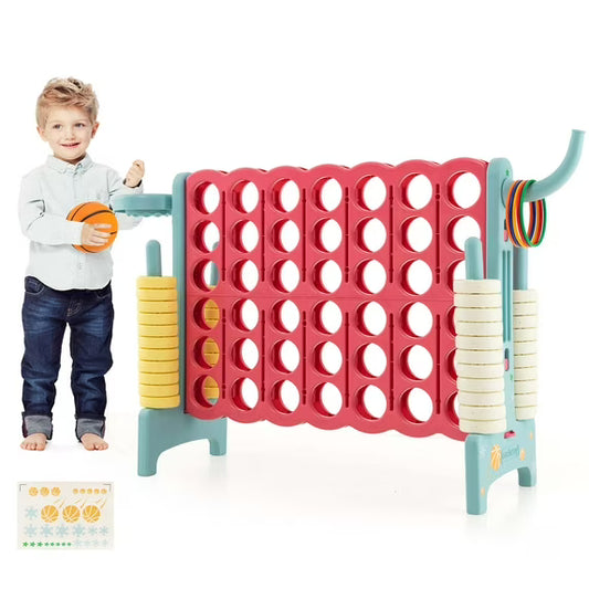Jumbo 4-to-Score 4 in A Row Giant Game Set with Stickers for Kids Adults Family Fun Red & Blue