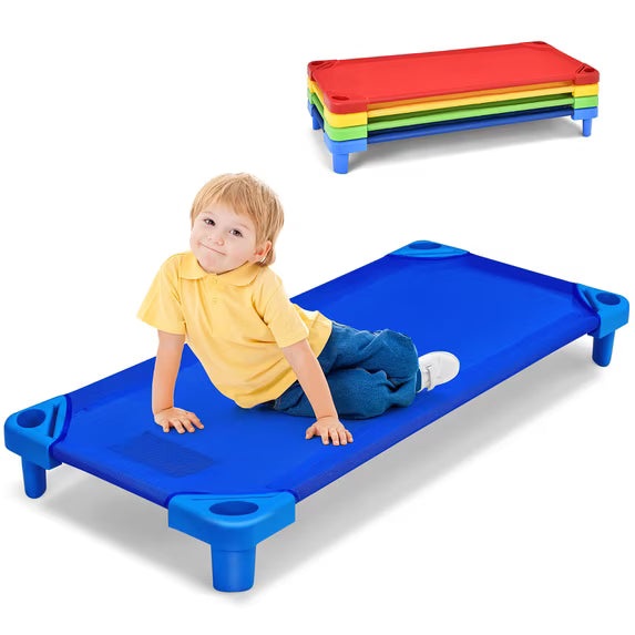 Pack of 4 Kids Stackable Naptime Cot 51''Lx23''W Daycare Rest Mat Colorful