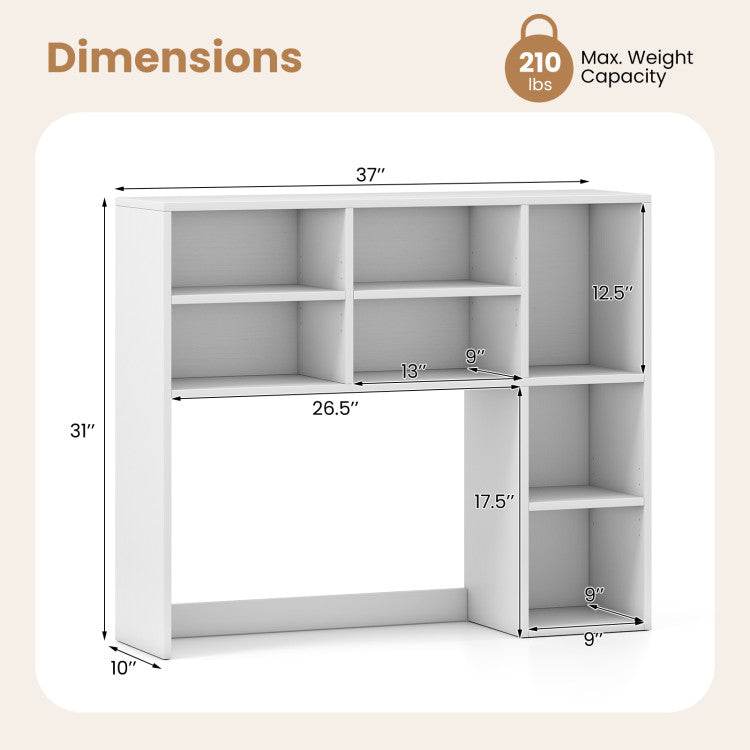 Desktop Bookshelf with 7 Open Cubbies and 3 Adjustable Shelves