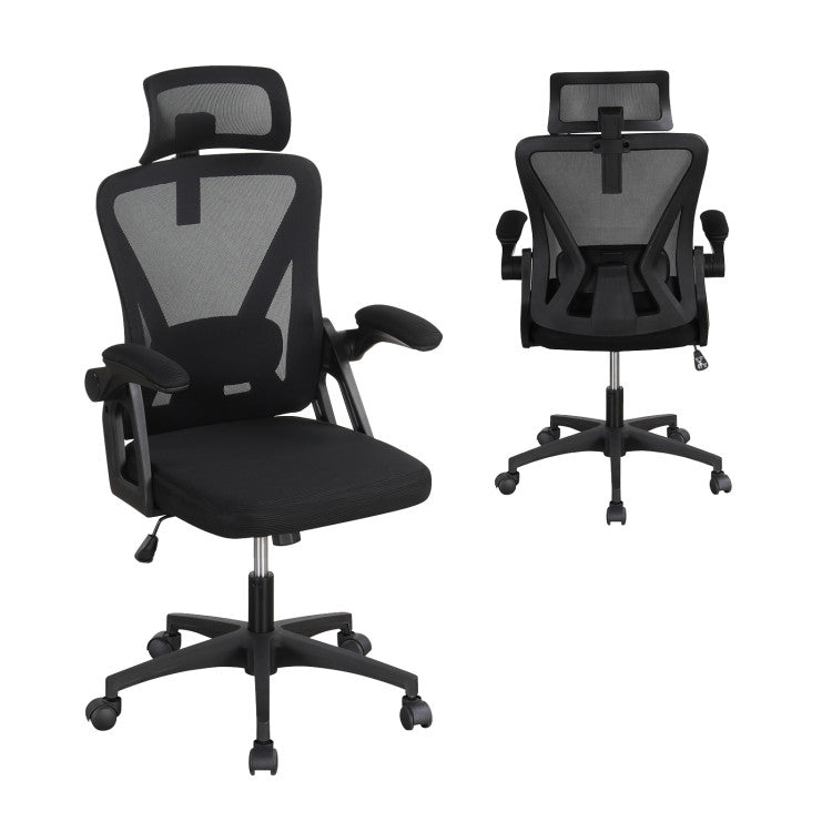 Ergonomic Mesh Office Chair with Adjustable Lumbar Support and Flip-up Armrests