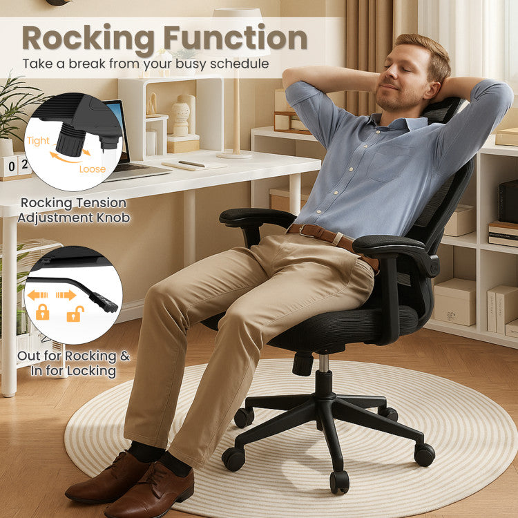 Ergonomic Mesh Office Chair with Adjustable Lumbar Support and Flip-up Armrests