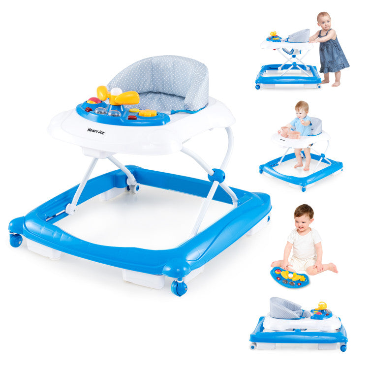 Foldable Baby Walker with 3 Adjustable Heights and Padded Seat