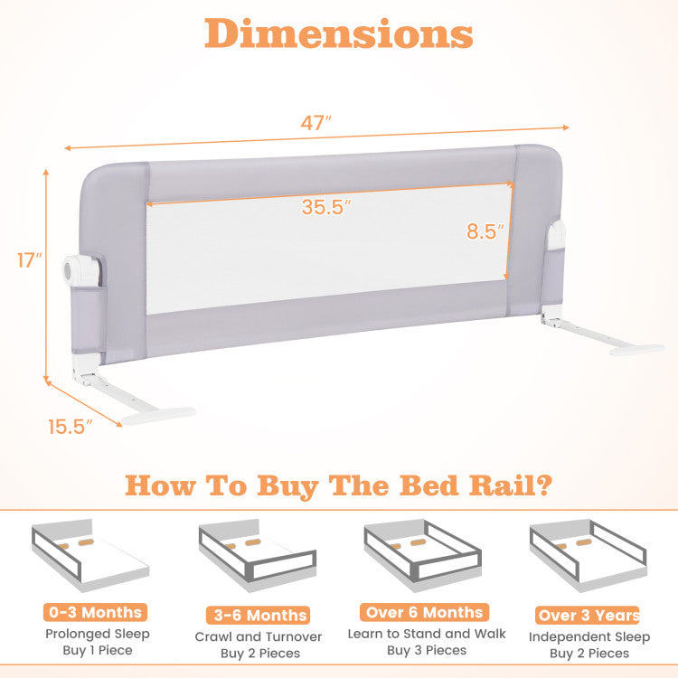 Foldable Bed Rail Swing Down Baby Bed Guard Rail