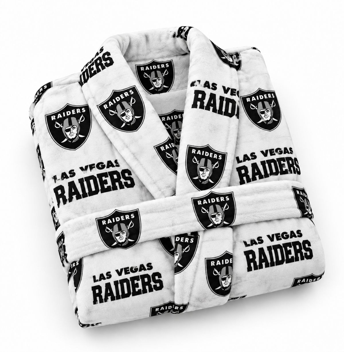 Las Vegas Raiders Plush Bathrobe White & Black – One Size