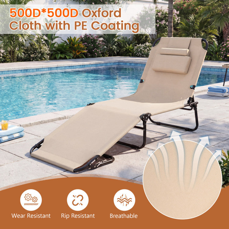 Folding Face Down Tanning Chair with Face Hole 3 Removable Pillows