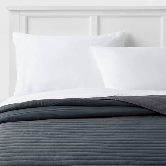 Satin Quilt - Dark Gray - Twin/Twin Extra Long Room Essentials
