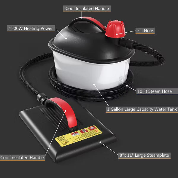 1500W Wallpaper Steamer Chemical-free Wallpaper Removal w/ 1 Gallon Reservoir