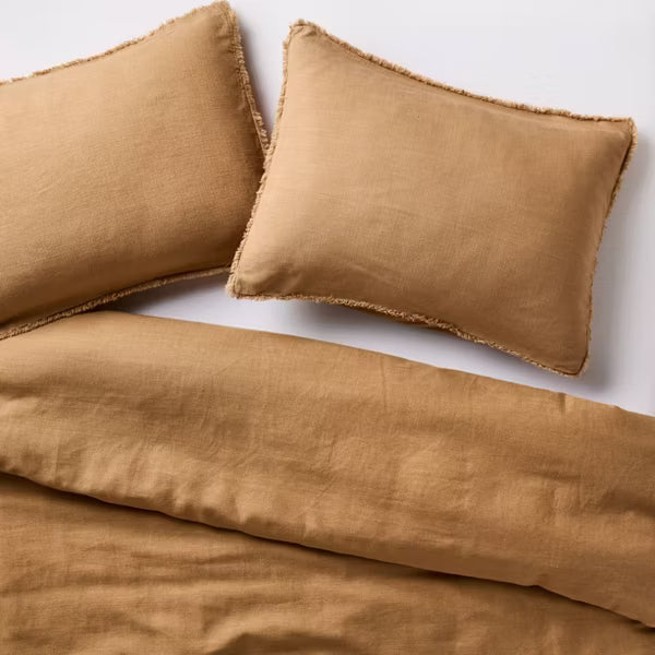 King/California King Heavyweight Linen Blend Comforter & Sham Set Warm Brown - Casaluna