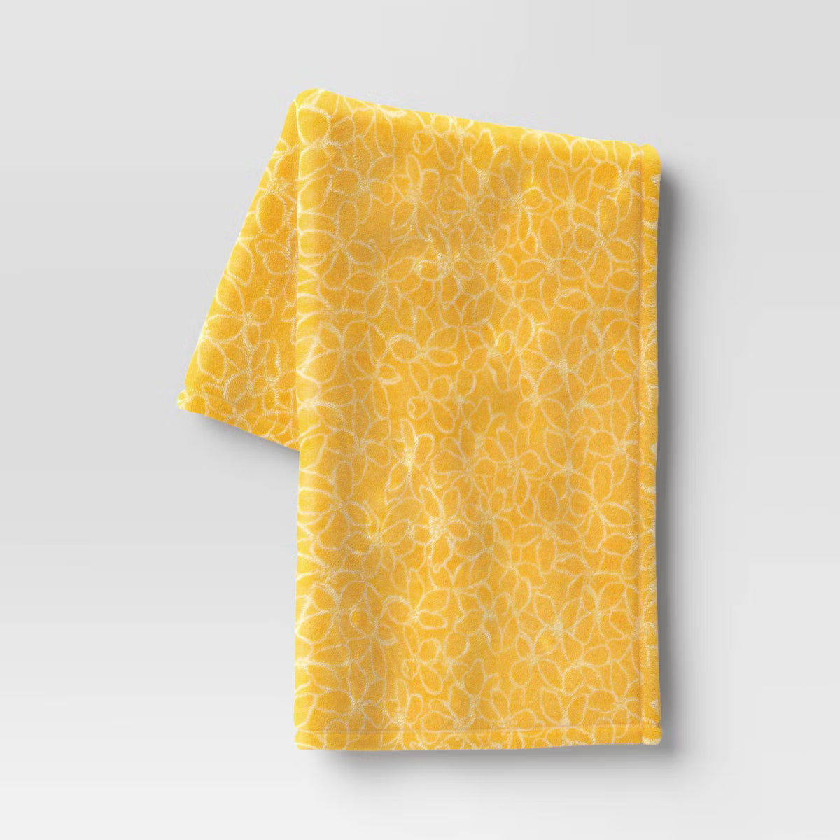 Yellow Floral Printed Plush Throw Blanket Room Essentials