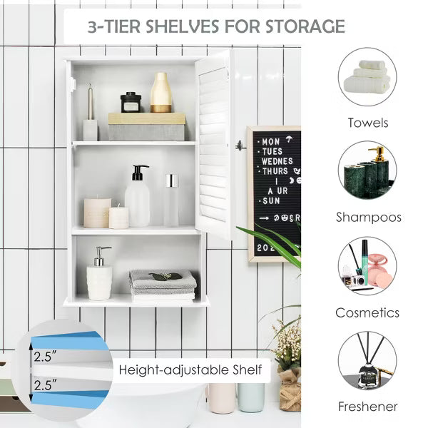 Wall Cabinet Hanging Bathroom Storage Cabinet 27.5'' Height Adjustable