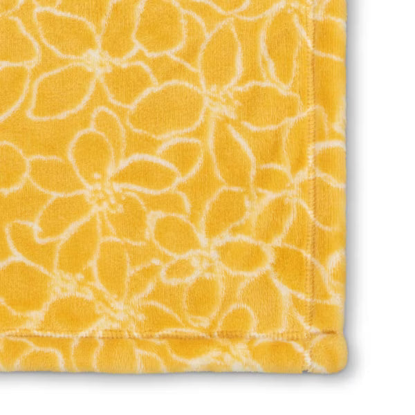 Yellow Floral Printed Plush Throw Blanket Room Essentials