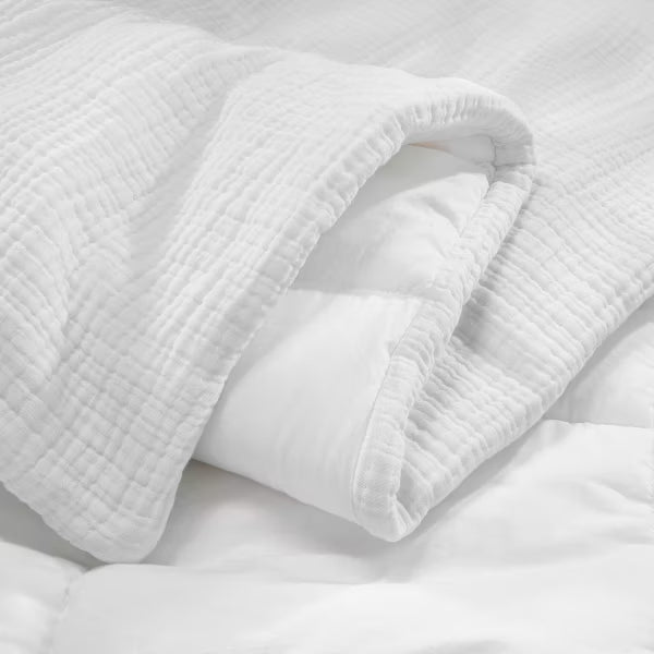 Full/Queen Textured Chambray Comforter & Sham Set White - Casaluna