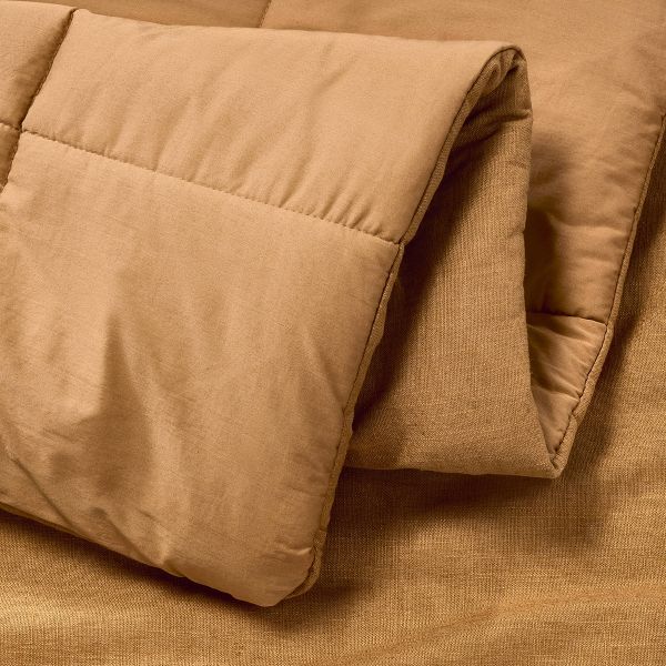 King/California King Heavyweight Linen Blend Comforter & Sham Set Warm Brown - Casaluna