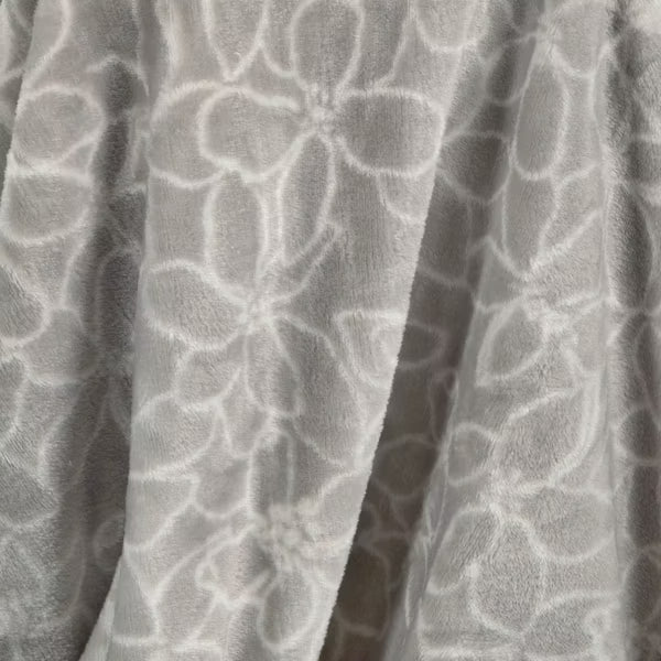 Gray Floral Printed Plush Throw Blanket Room Essentials