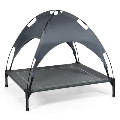 36'' Portable Elevated Dog Cot Outdoor Cooling Pet Bed w/ Removable Canopy Shade