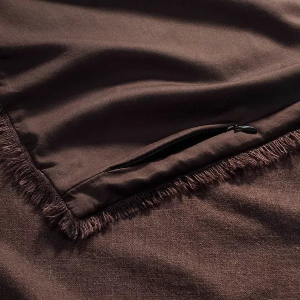King Heavyweight Linen Blend Comforter and Sham Set Dark Fig - Casaluna