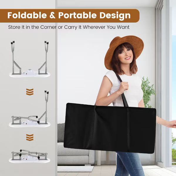 Costway Folding & Portable Manicure Table with Dust Collector LED Lamp Carry Bag White