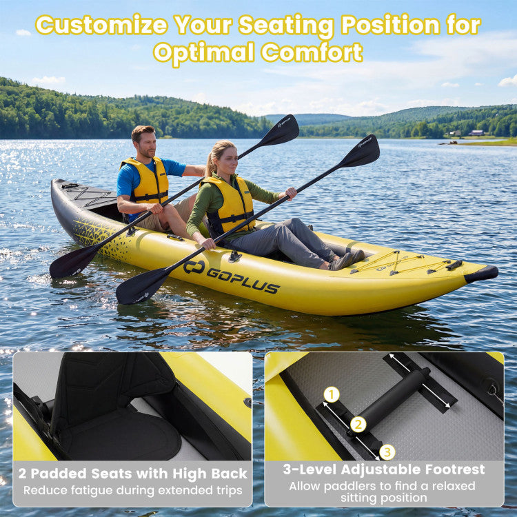 Inflatable 2-person Kayak Set with Aluminium Oars and Repair Kit