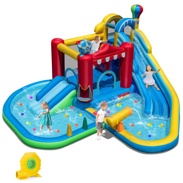 Inflatable Water Park Water Slide Wet Dry Combo Bounce House with 950W Blower