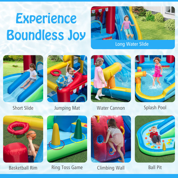 Inflatable Water Park Water Slide Wet Dry Combo Bounce House with 950W Blower