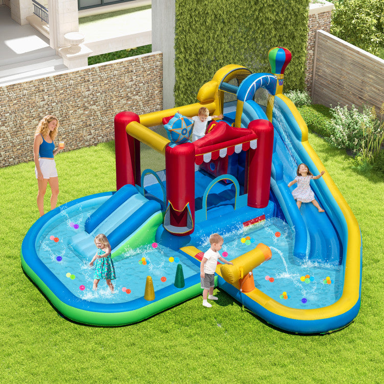 Inflatable Water Park Water Slide Wet Dry Combo Bounce House with 950W Blower