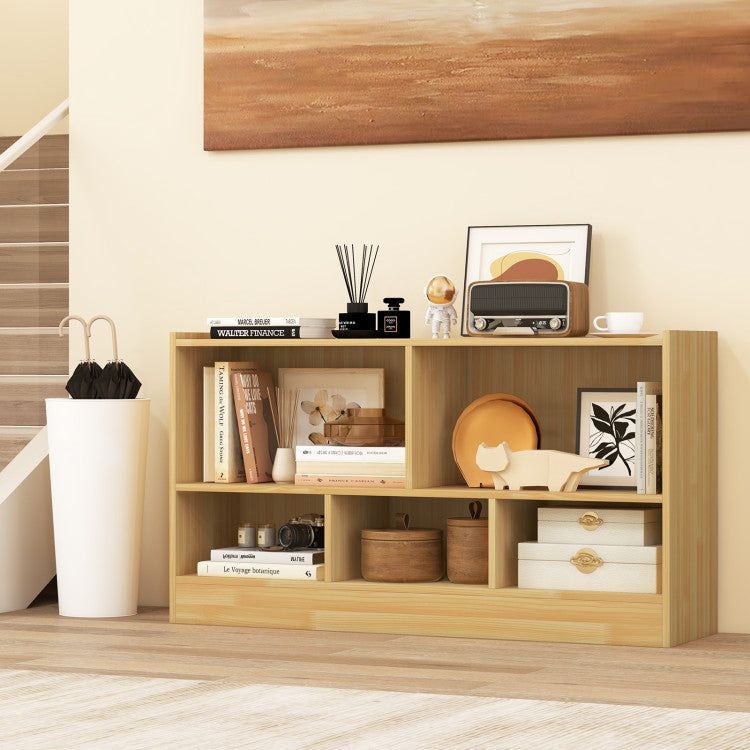 Kids 2-Shelf Bookcase 5-Cube Wood Toy Storage Cabinet Organizer